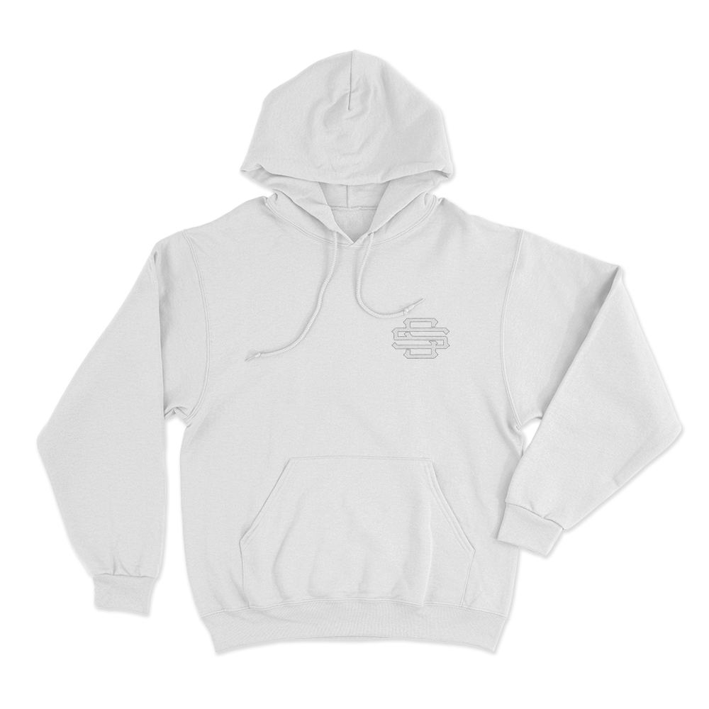 Santagato Studios Monogram Unisex Hoodie White Santagato Studios Monogram Unisex Hoodie White