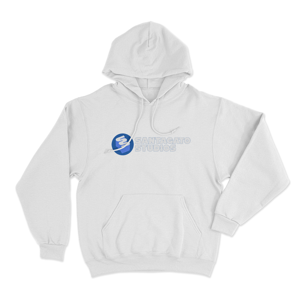 Santagato Studios Wordmark Logo Unisex Hoodie White Santagato Studios Wordmark Logo Unisex Hoodie White